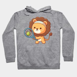 funny lion play tennis Hoodie